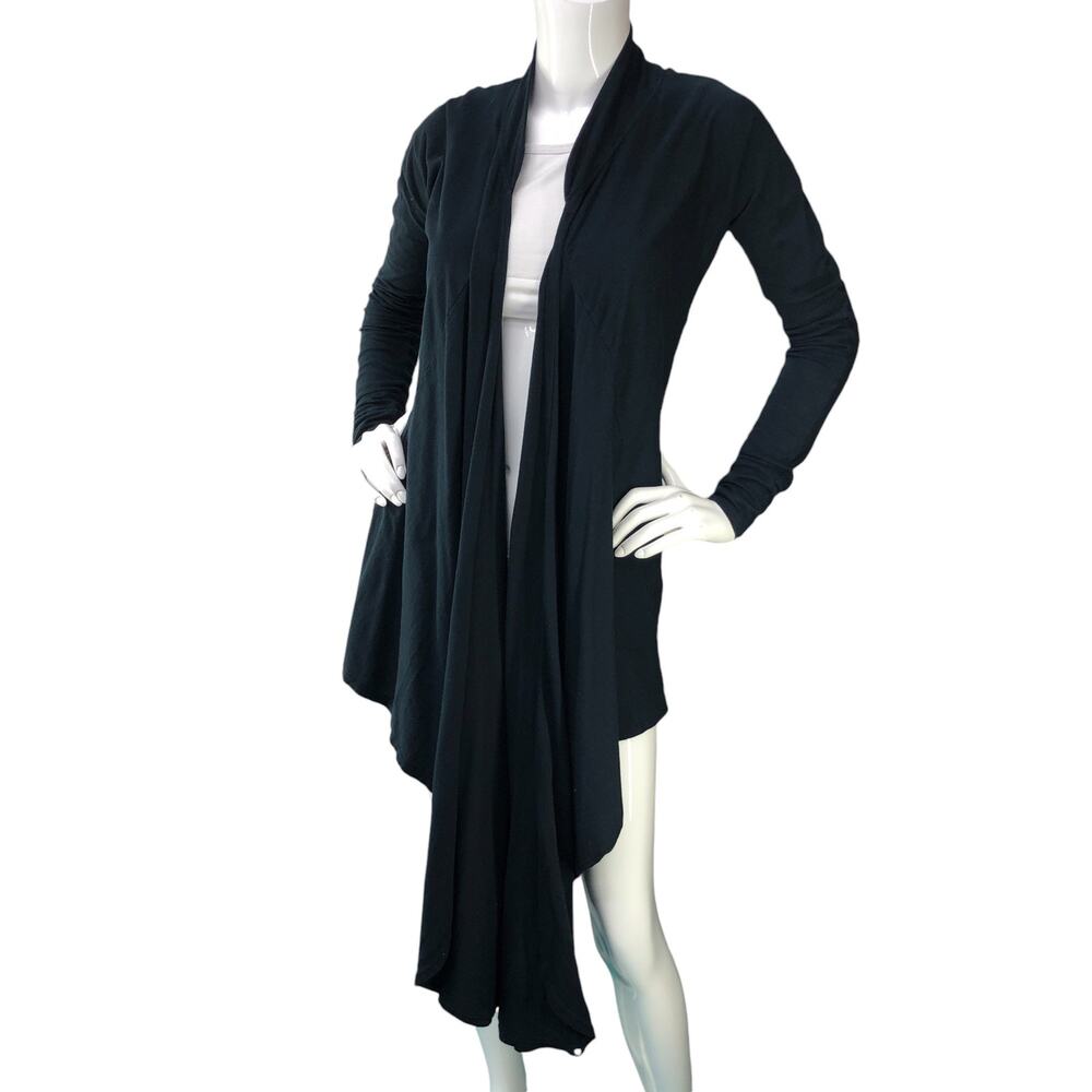 Beyond Yoga Women Size M Organic Pima Wrap Sweater Cardigan Midnight Blue USA